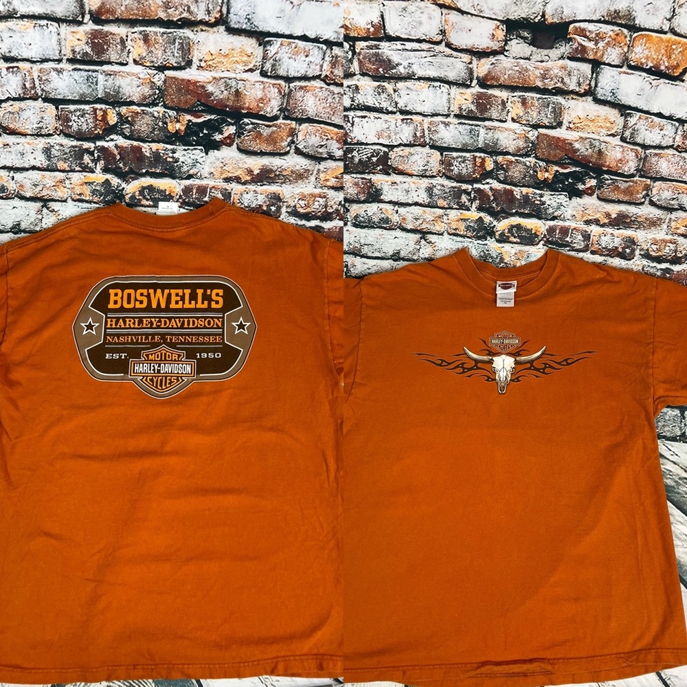 Harley Davidson Orange Nashville Made‎ In USA Sz XL